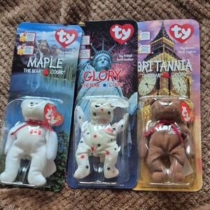 Ty Beanie Babies Trio - Maple, Glory, Britannia
